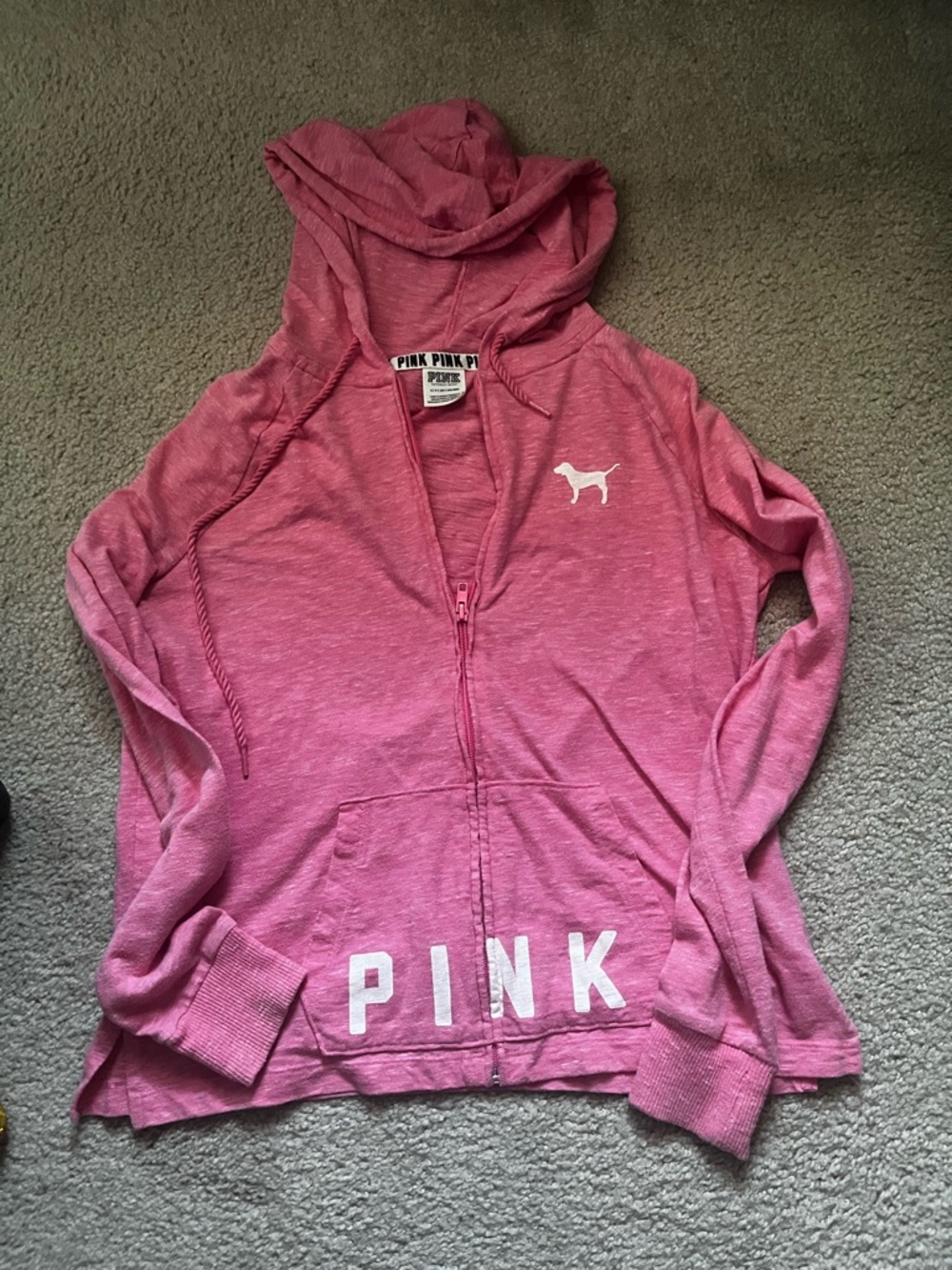 Pink Victoria’s Secret vintage y2k 2000’s full zip hoodie small